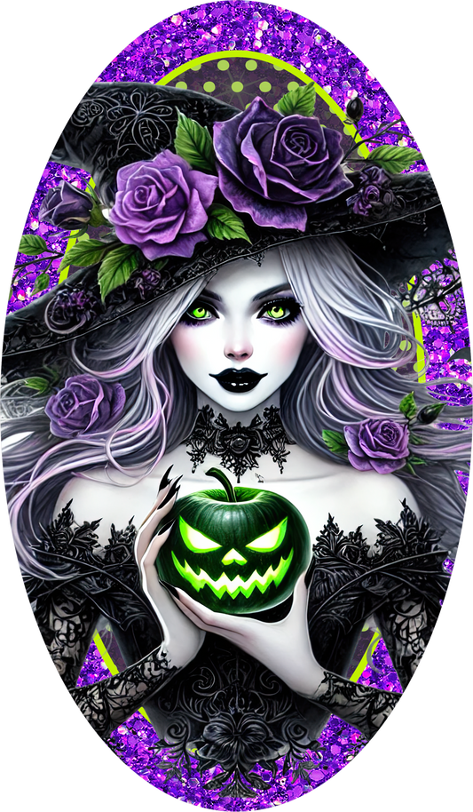 Gothic Witch Purple Roses Black Lace Jack O Lantern Halloween Wreath Sign