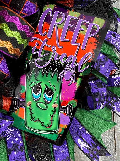 Cute Monster Halloween wreath for front door