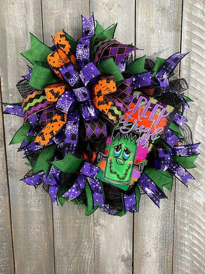 Cute Monster Halloween wreath for front door