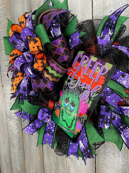 Cute Monster Halloween wreath for front door
