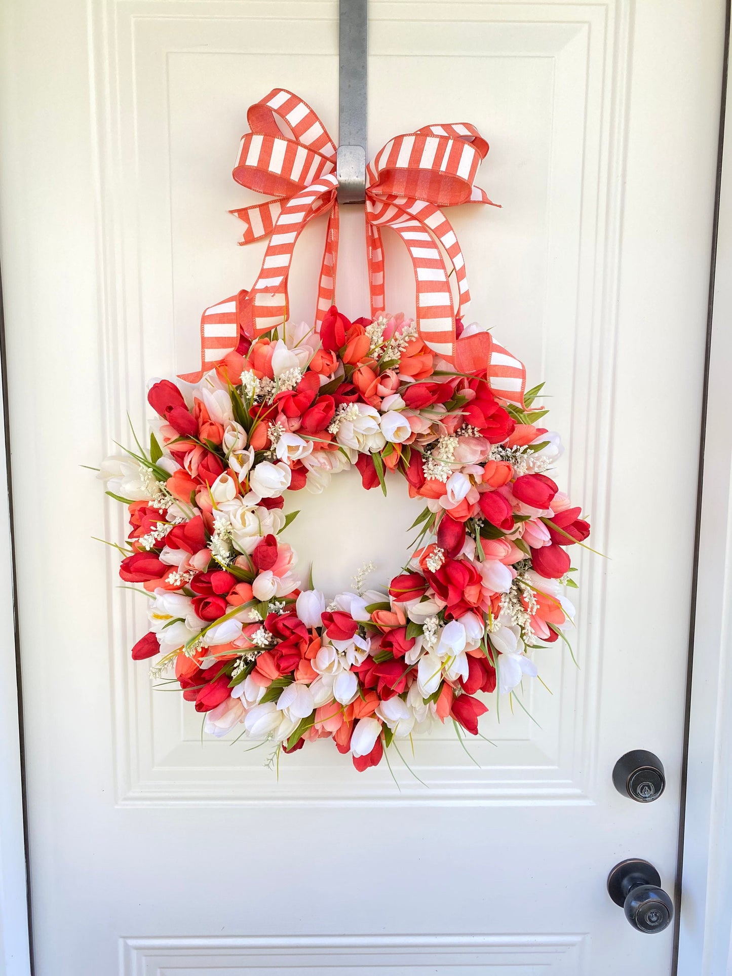 Red Coral and White Tulip Wreath