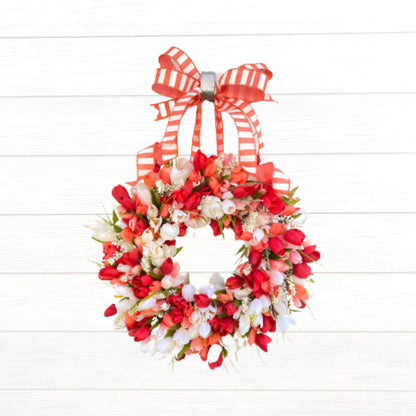 Red Coral and White Tulip Wreath