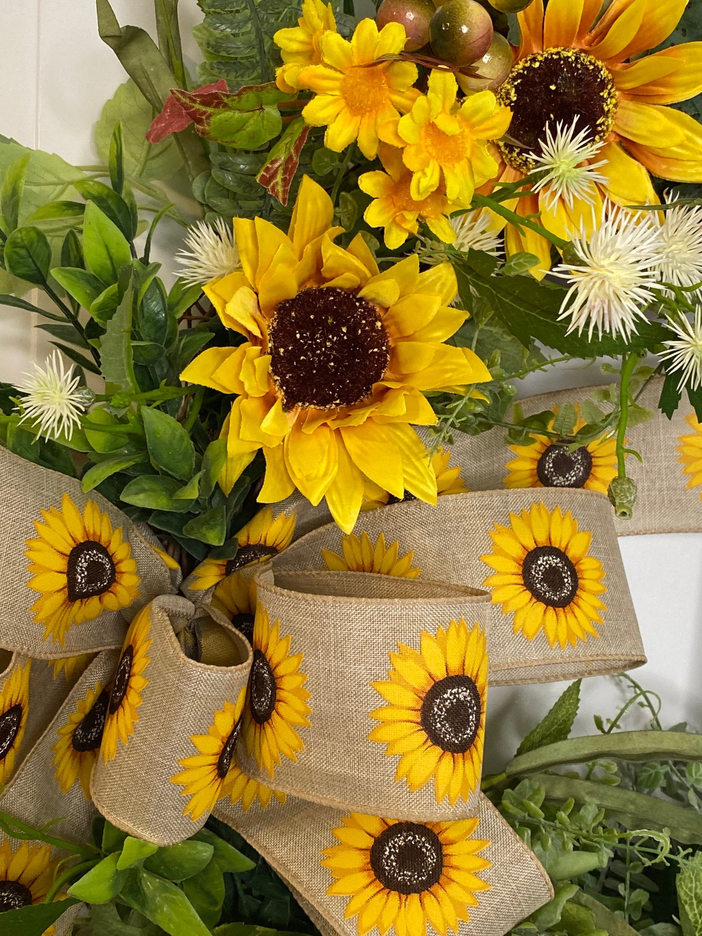 Welcome Sunflower Wreath, Llama Welcome Everyday Wreath for Front Door, Farmhouse Welcome Door Hanger, Llama Decor,