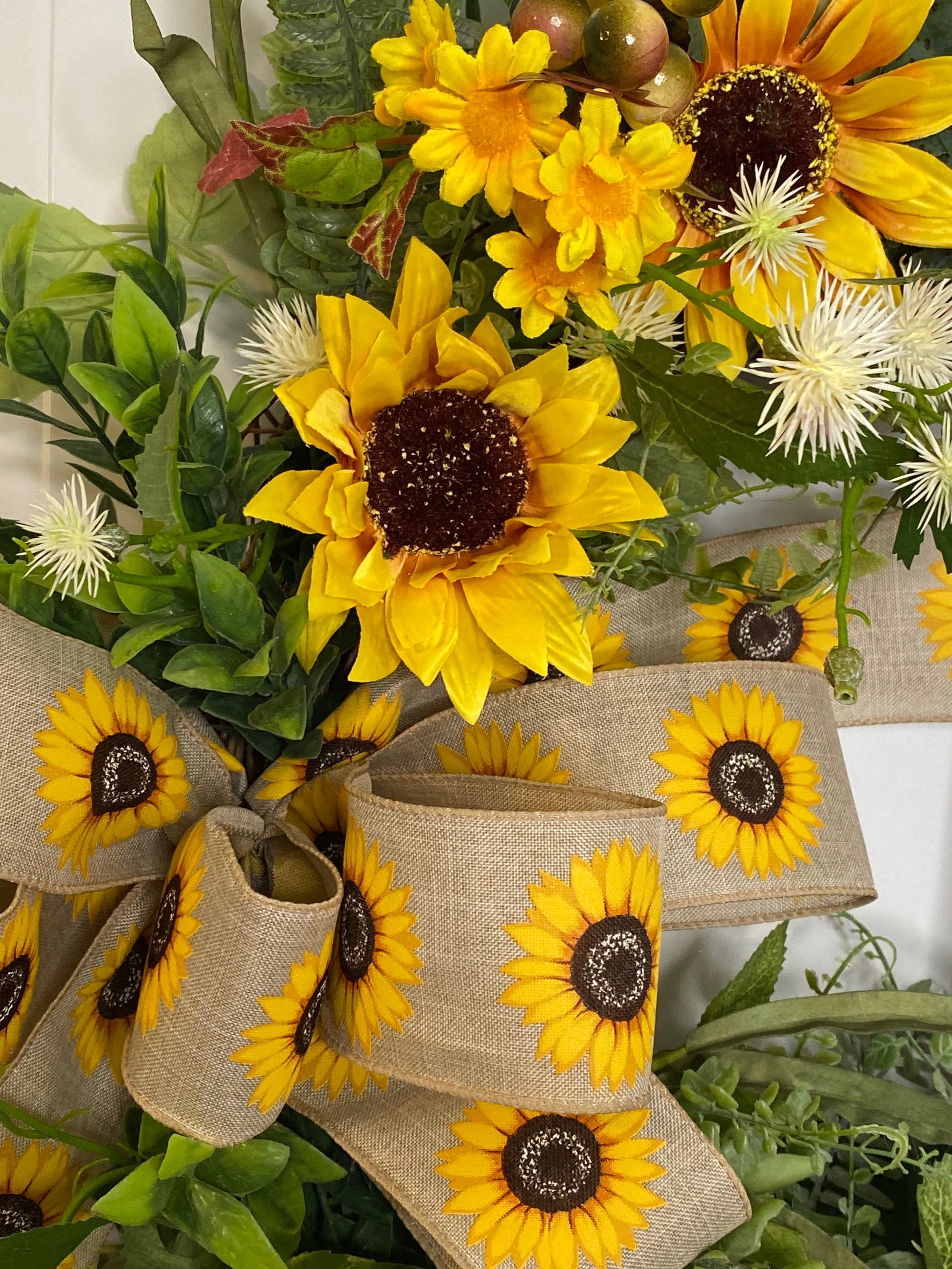 Welcome Sunflower Wreath, Llama Welcome Everyday Wreath for Front Door, Farmhouse Welcome Door Hanger, Llama Decor,