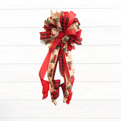Farmhouse Red Truck Christmas Tree Topper Bow