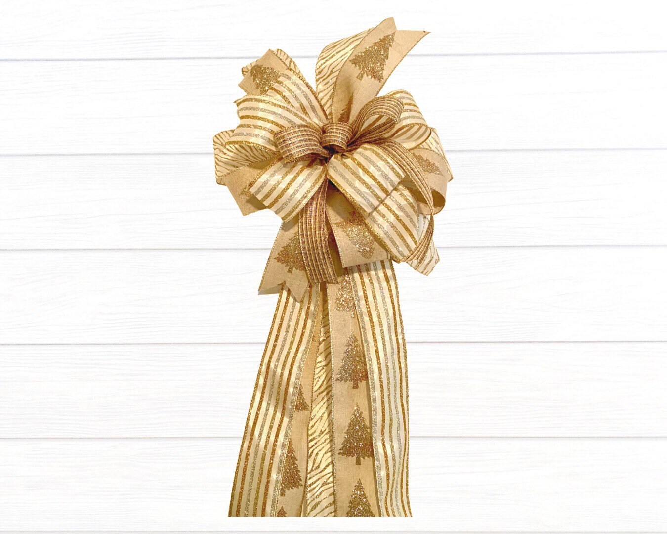 Gold and Silver Christmas Tree Topper Bow