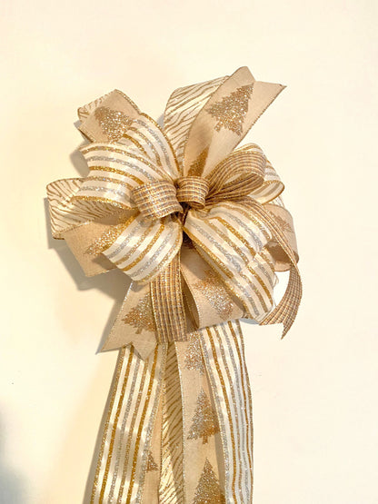 Gold and Silver Christmas Tree Topper Bow