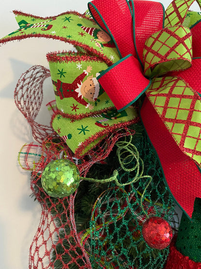 Christmas Elf Wreath for Front Door