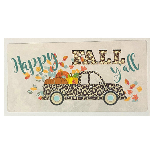 Leopard truck fall wreath sign, fall wreath attachment, cheetah truck fall sign, happy fall y'all sign, fall wreath sign, signs for wreaths
