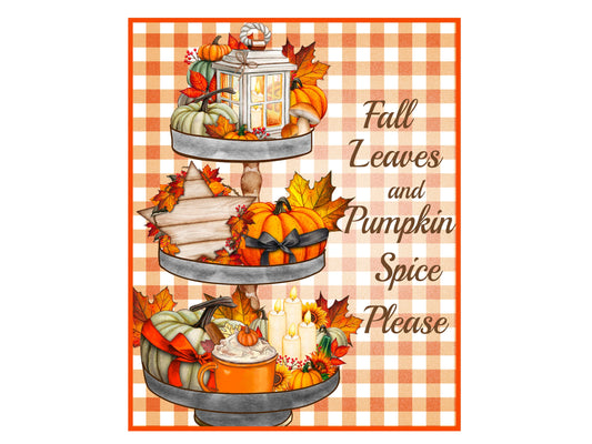 Fall Pumpkin Pie Wreath Sign, Fall Leaves wreath attachment, Tiered Tray Sign for Autumn Decoration, Farmhouse Kitchen Sign