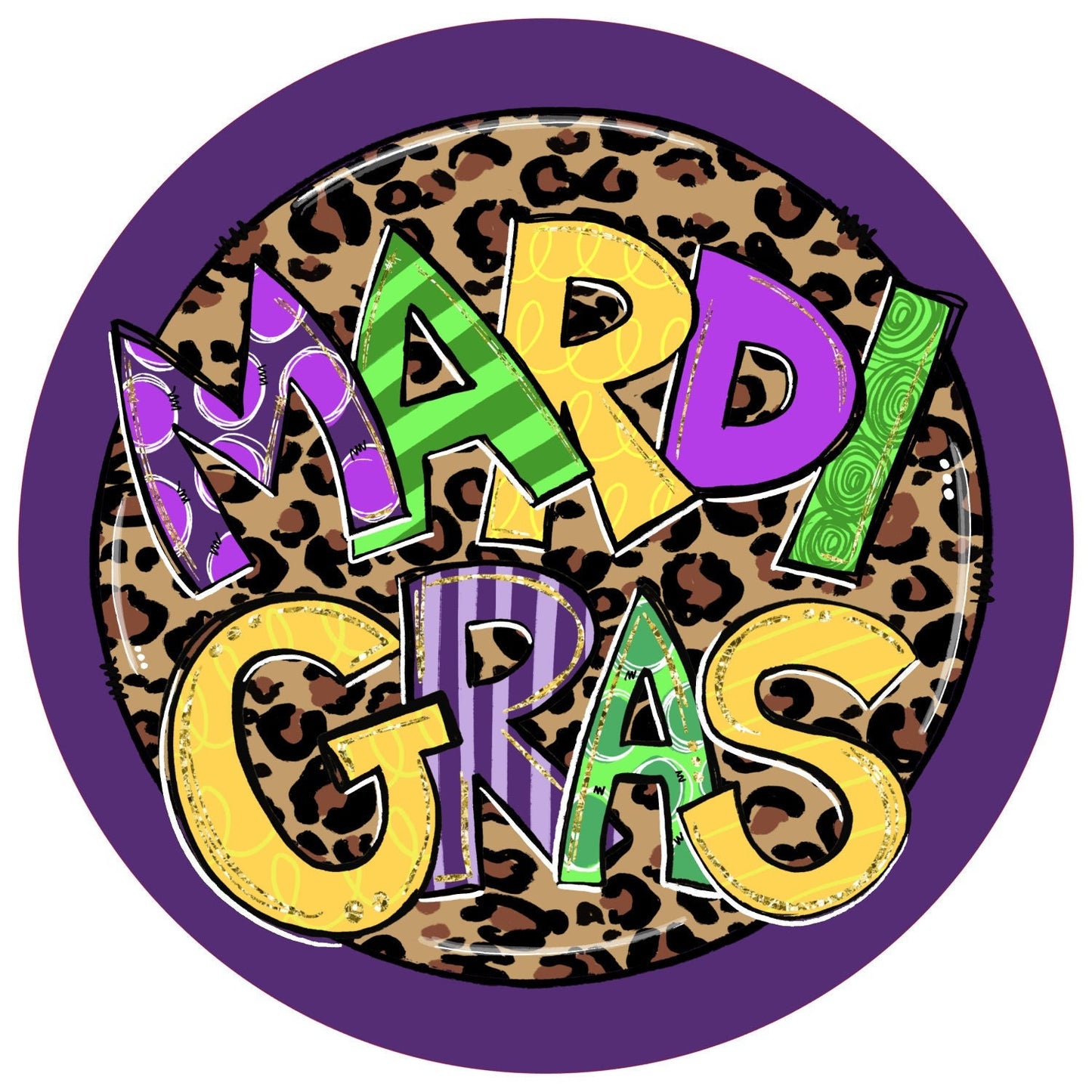 Mardi gras wreath sign, Louisiana celebration, round signs for wreaths, New Orleans fat tuesday celebration
