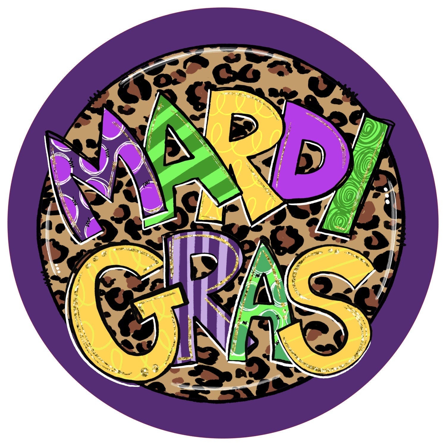 Mardi gras wreath sign, Louisiana celebration, round signs for wreaths, New Orleans fat tuesday celebration
