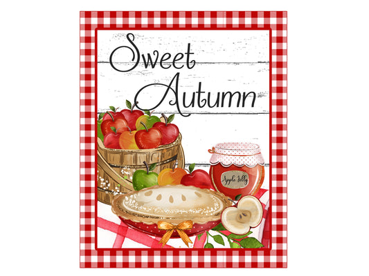 Sweet Autumn Wreath Sign, Apple Pie wreath attachment, Fall Harvest Fruit Sign, Farmhouse Kitchen Sign, signs for wreaths