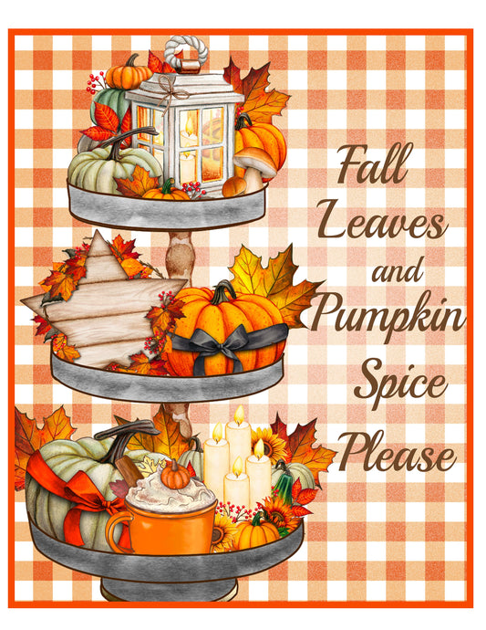 Fall Pumpkin Pie Wreath Sign, Fall Leaves wreath attachment, Tiered Tray Sign for Autumn Decoration, Farmhouse Kitchen Sign