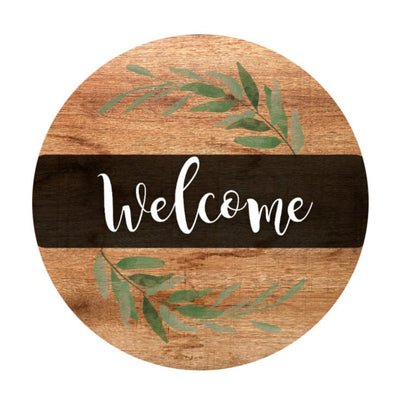 Welcome wreath sign with eucalyptus, Everyday floral metal wreath attachment, Wood look Welcome sign, signs for wreaths