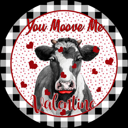 Valentine wreath sign, Cow Red Hearts wreath attachment, valentine sign, black buffalo plaid valentine's day farmhouse wreath sign
