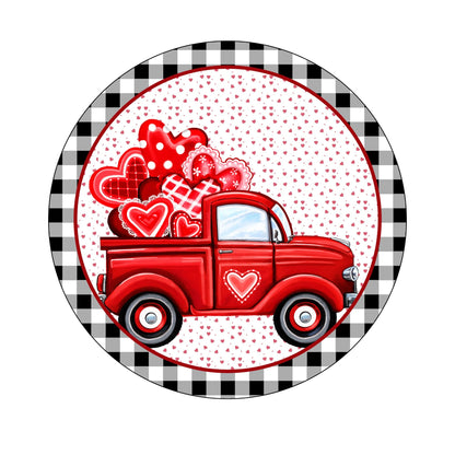 Valentine wreath sign, Red Hearts in truck wreath attachment, valentine sign, black buffalo plaid valentine's day farmhouse wreath sign