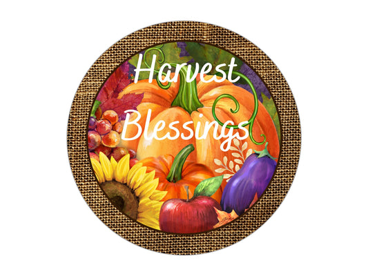 Harvest Blessings Fall Wreath Sign, Autumn Welcome Wreath Attachment, pumpkin patch decor, farmhouse sunflower fall wreath sign, sws 101