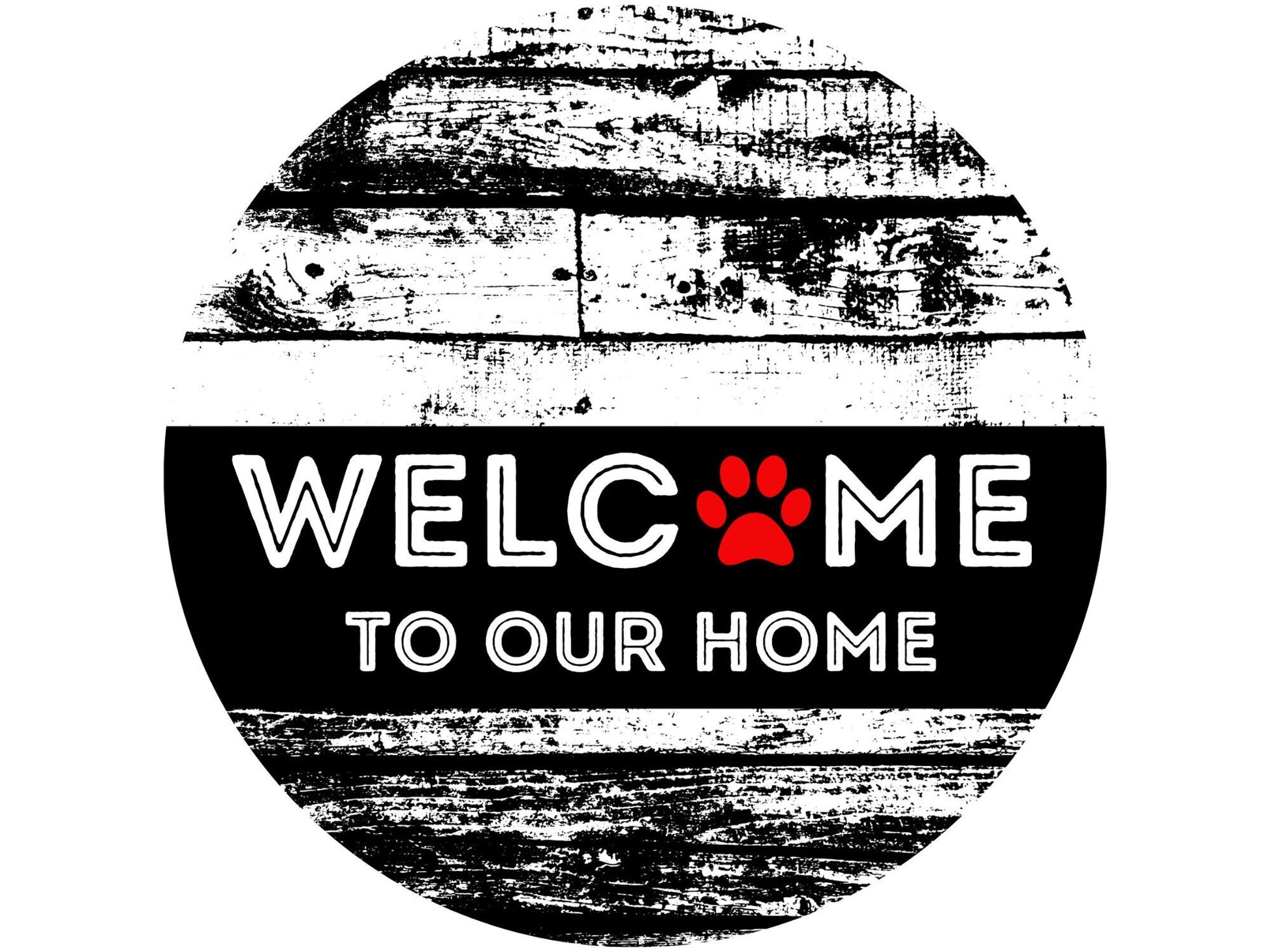 Dog lover Welcome Sign, Paw Print Round wreath embellishment, Dog paw porch sign, wood look wreath attachment, signs for wreaths