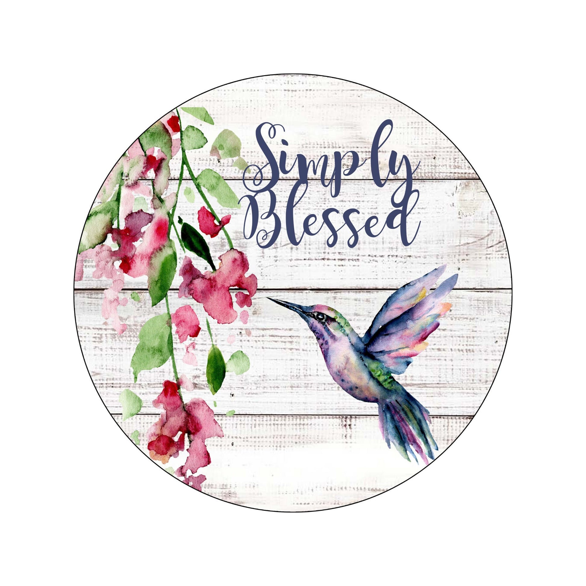 Simply Blessed wreath sign with hummingbird, Everyday floral metal wreath attachment, Wood look Welcome sign, signs for wreaths