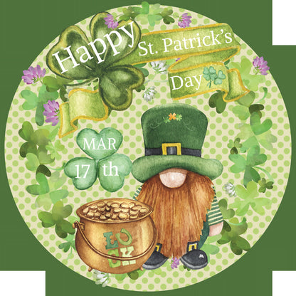 St Patrick's day leprechaun wreath sign, Irish lucky sign, March 17th sign, Pot of Gold St Paddys Day Sign, signs for wreaths