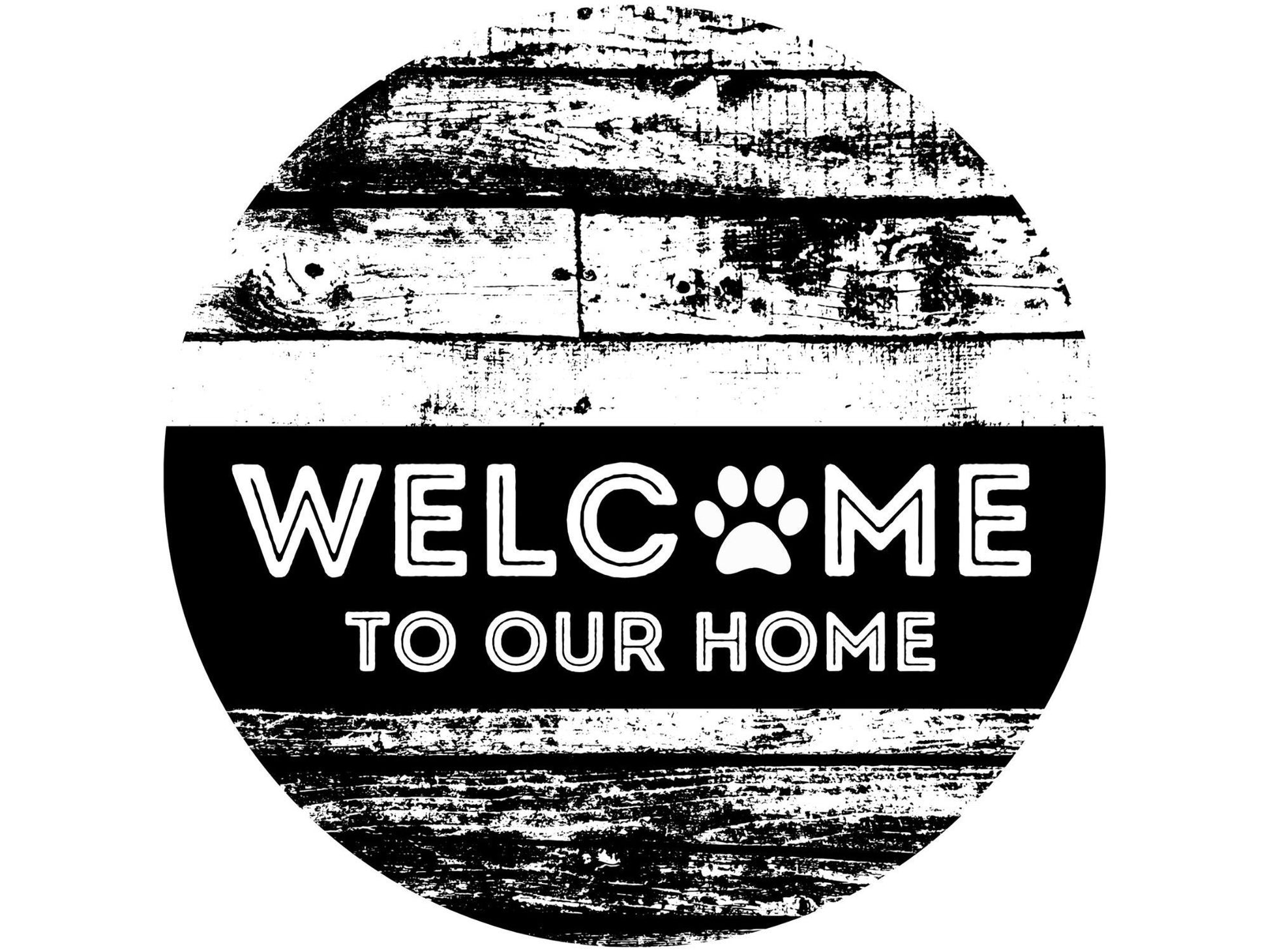 Dog lover Welcome Sign, Paw Print Round wreath embellishment, Dog paw porch sign, wood look wreath attachment, signs for wreaths