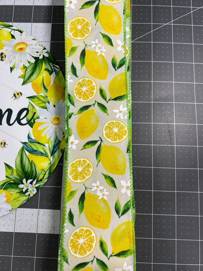 Lemon welcome wreath kit, deco mesh diy wreath kit, lemon sign & ribbon kit, make your own wreath, craft supplies for wreath and instruction
