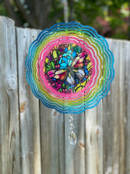 Hanging Stained Glass Effect Butterfly Wind Spinner