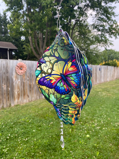 Bright Colorful Butterfly Wind Spinner