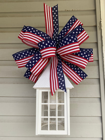 Large Patriotic Wreath Bow for July 4th Decor, USA bow, July 4th Bow, Patriotic Mailbox Bow, Patriotic Bow, Flag Decor, Summer Lantern Bow,