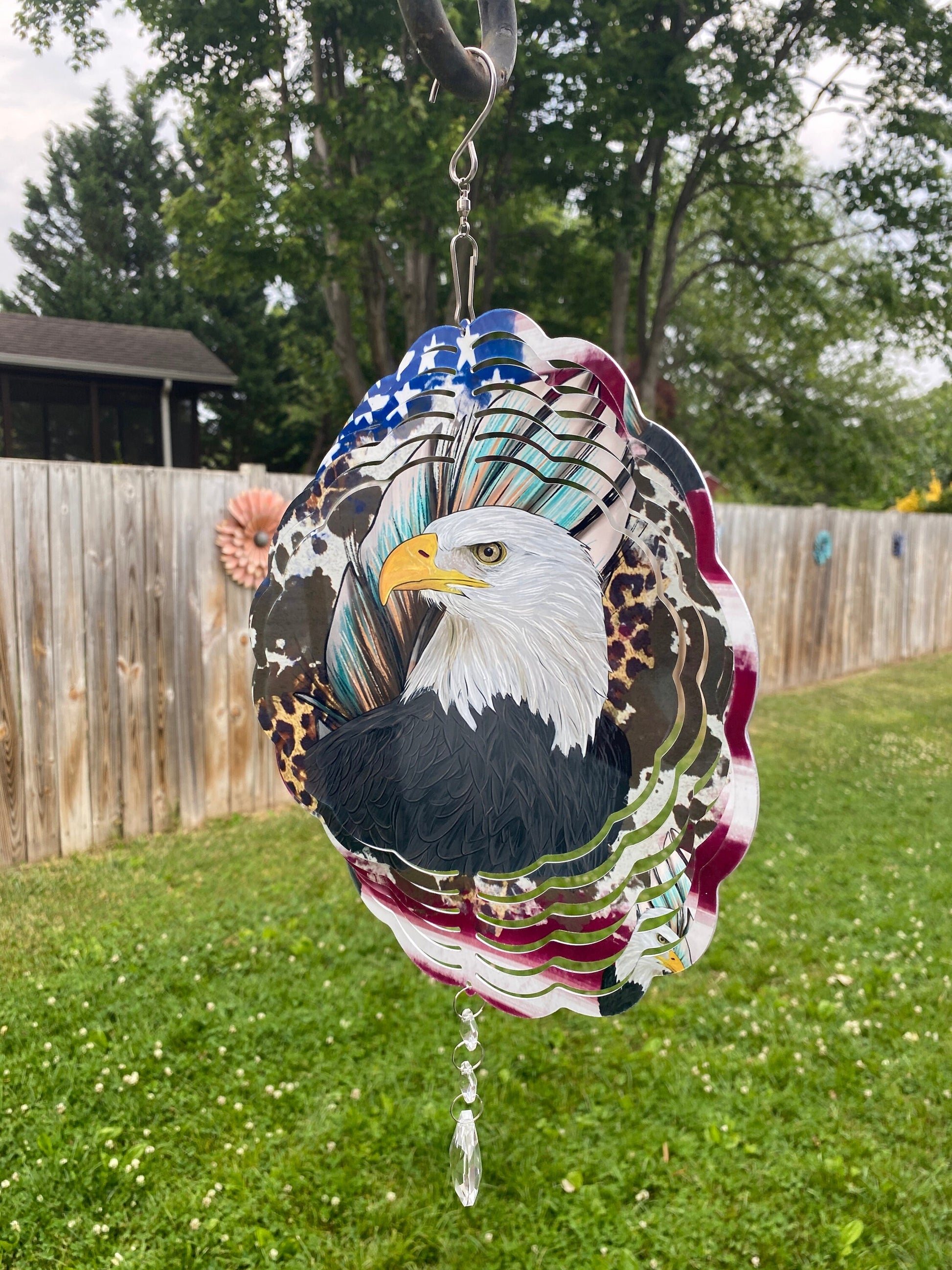 Eagle American Flag Wind Spinner