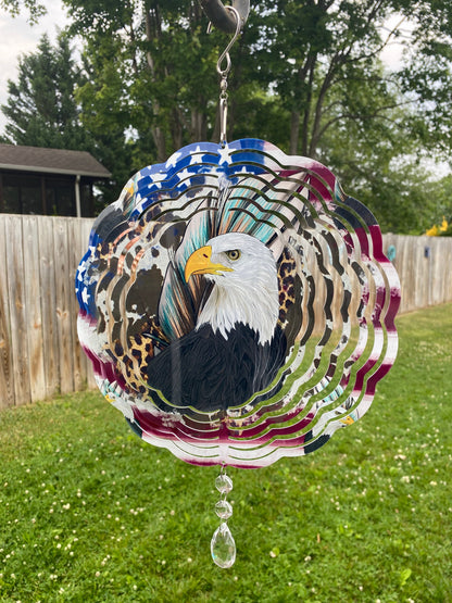 Eagle American Flag Wind Spinner