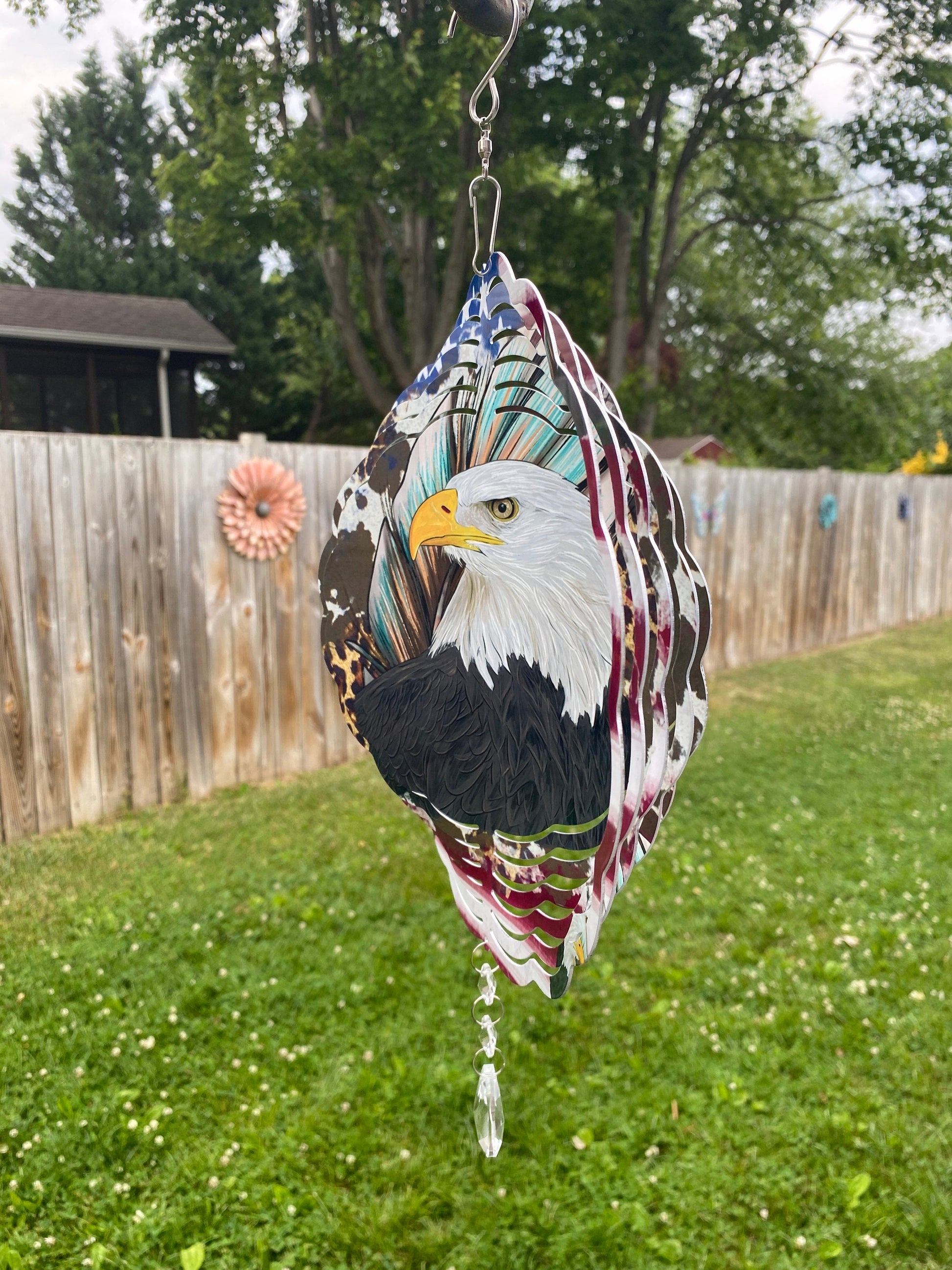 Eagle American Flag Wind Spinner