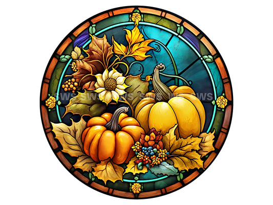 Stained Glass Look Fall Wreath Sign, Fall Pumpkin wreath attachment, pumpkin and sunflower decor, pumpkin decor, fall harvest gift for party