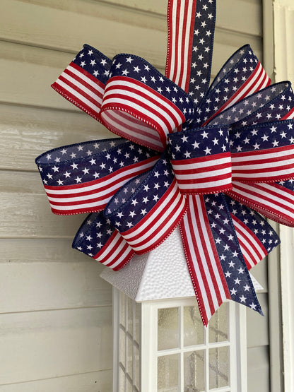 Large Patriotic Wreath Bow for July 4th Decor, USA bow, July 4th Bow, Patriotic Mailbox Bow, Patriotic Bow, Flag Decor, Summer Lantern Bow,