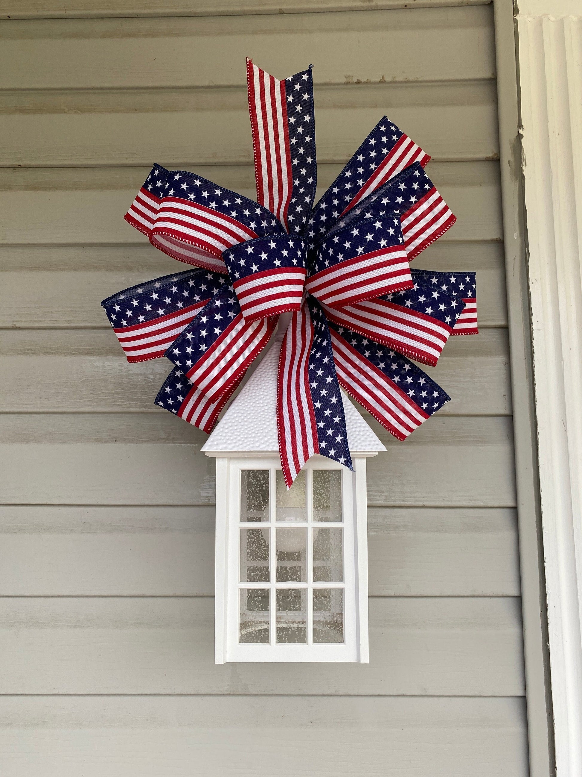 Large Patriotic Wreath Bow for July 4th Decor, USA bow, July 4th Bow, Patriotic Mailbox Bow, Patriotic Bow, Flag Decor, Summer Lantern Bow,