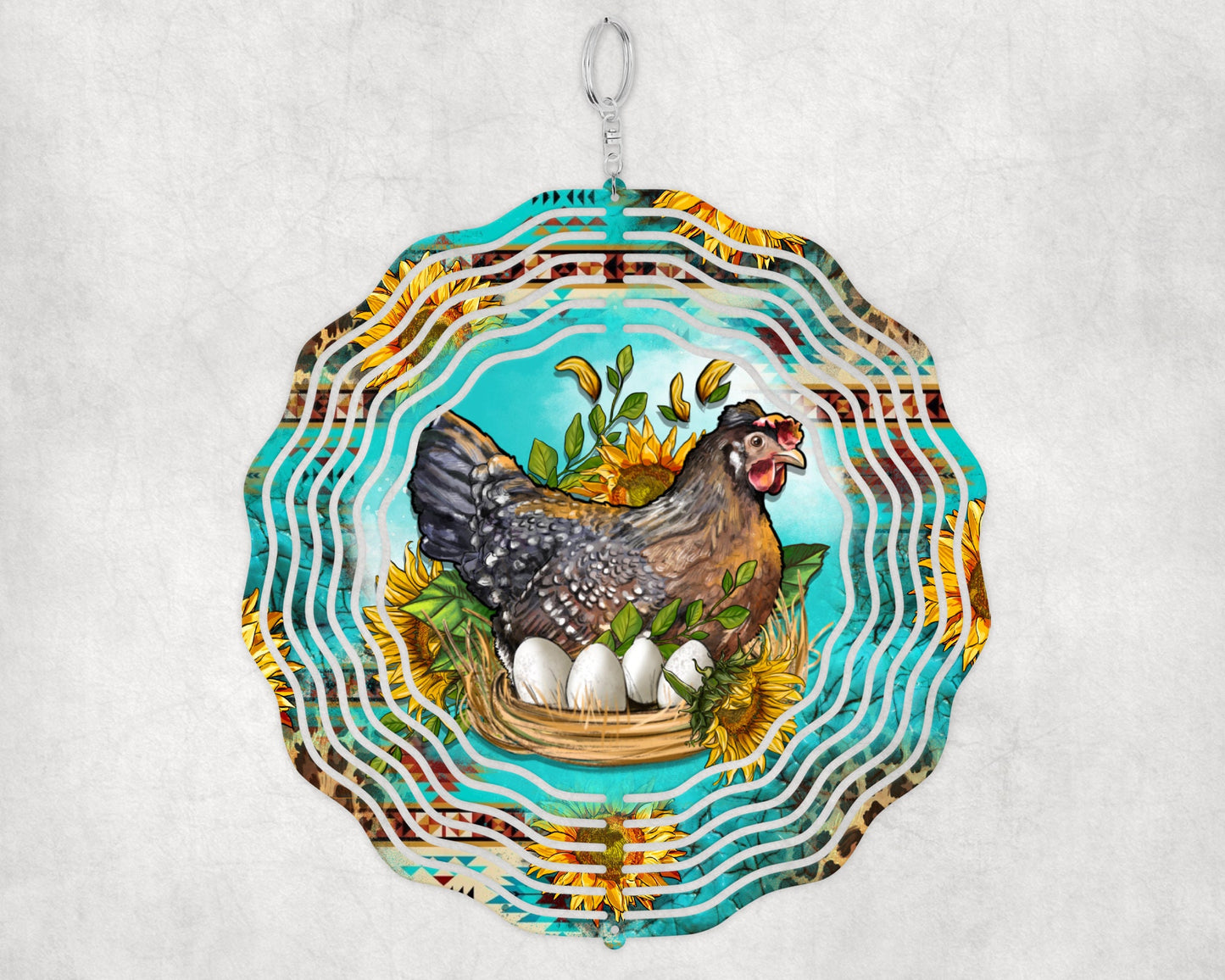 Hanging Bright Colored Hen Chicken Wind Spinner