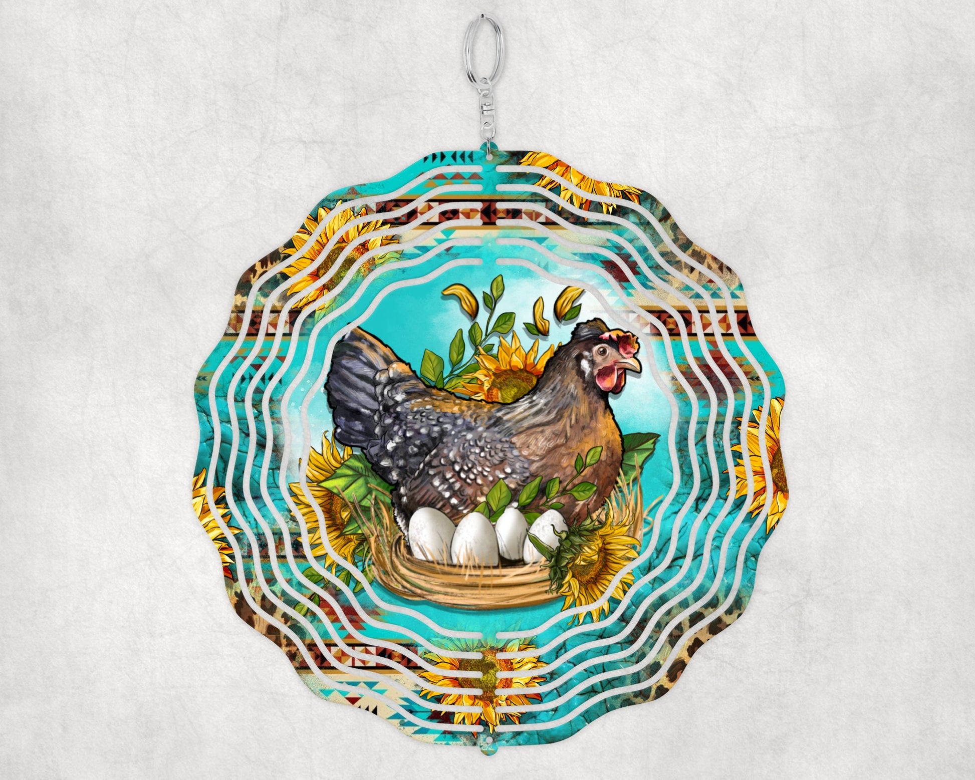 Hanging Bright Colored Hen Chicken Wind Spinner