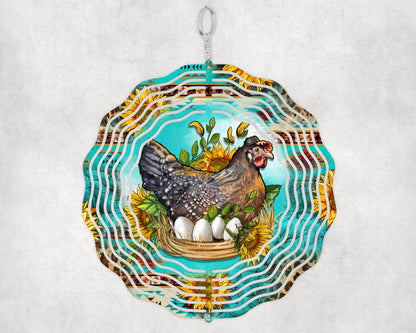 Hanging Bright Colored Hen Chicken Wind Spinner