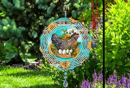 Hanging Bright Colored Hen Chicken Wind Spinner