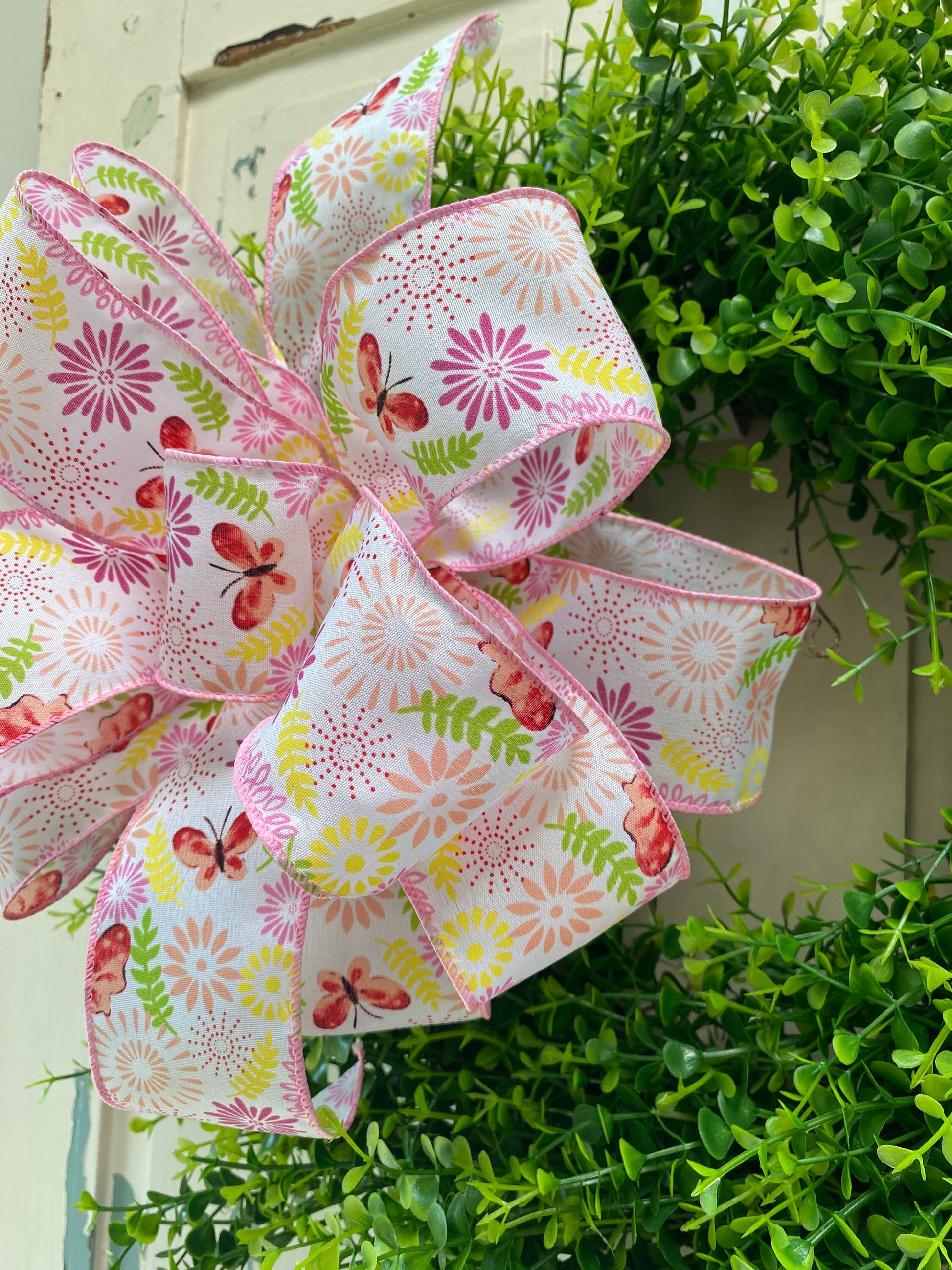 Summer Butterfly Wreath Bow