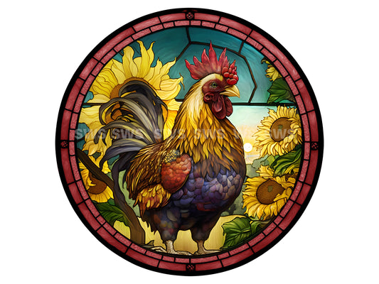 Country Chicken Wreath Sign, Colorful Rooster Round wreath Sign, Farmhouse Welcome wreath attachment, Spring Summer Fall sign