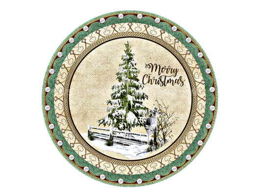 Traditional Merry Christmas Tree Wreath sign, Snowy Country Xmas wreath sign, Modern Farmhouse Christmas pick your size wreath attachment,