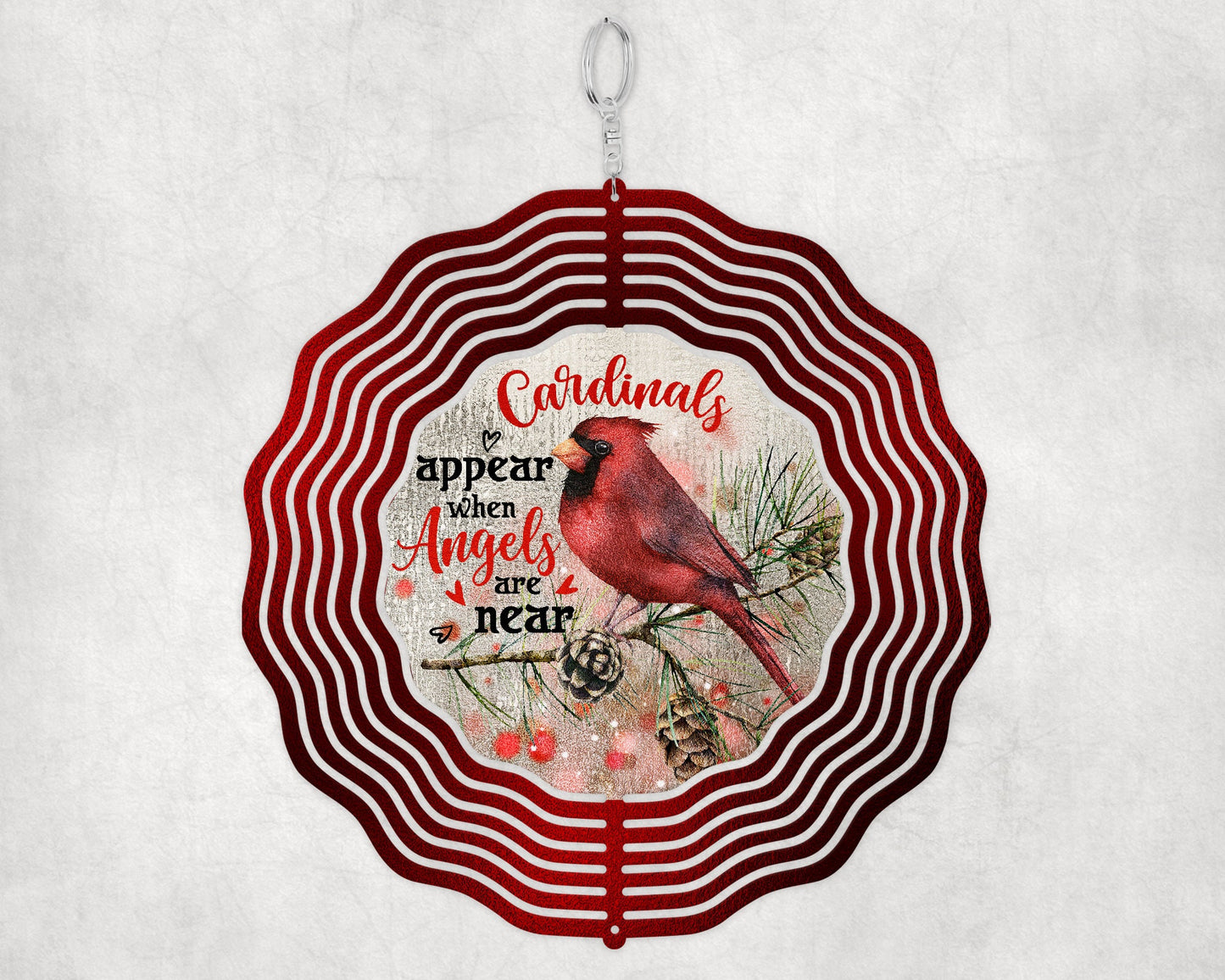 Cardinal Wind Spinner, Hanging Cardinal Angel Memorial Wind Catcher, Hanging Outdoor Decoration. Garden Porch Decor, Loved One Loss Gift