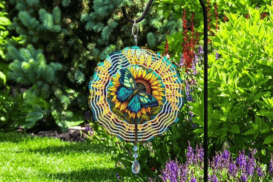Butterfly Sunflower Wind Spinner