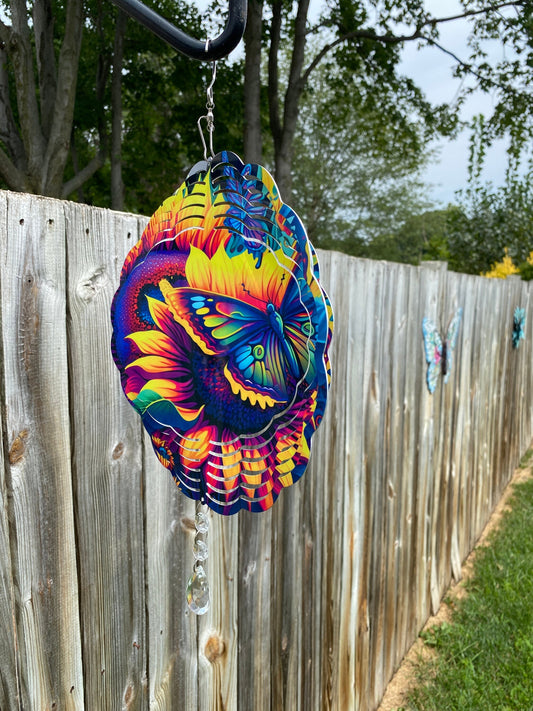 Sunflower and Butterfly Wind Spinner