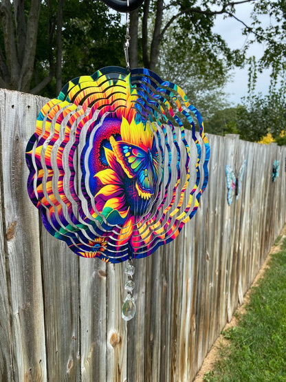 Sunflower and Butterfly Wind Spinner