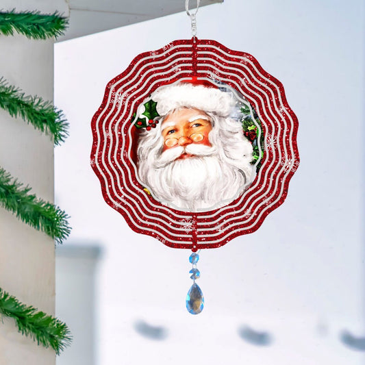 Christmas VIntage Santa Wind Spinner, WInter Hanging Sun Catcher, Santa Claus Garden Gift, Christmas Garden Art, Winter Outdoor Decor