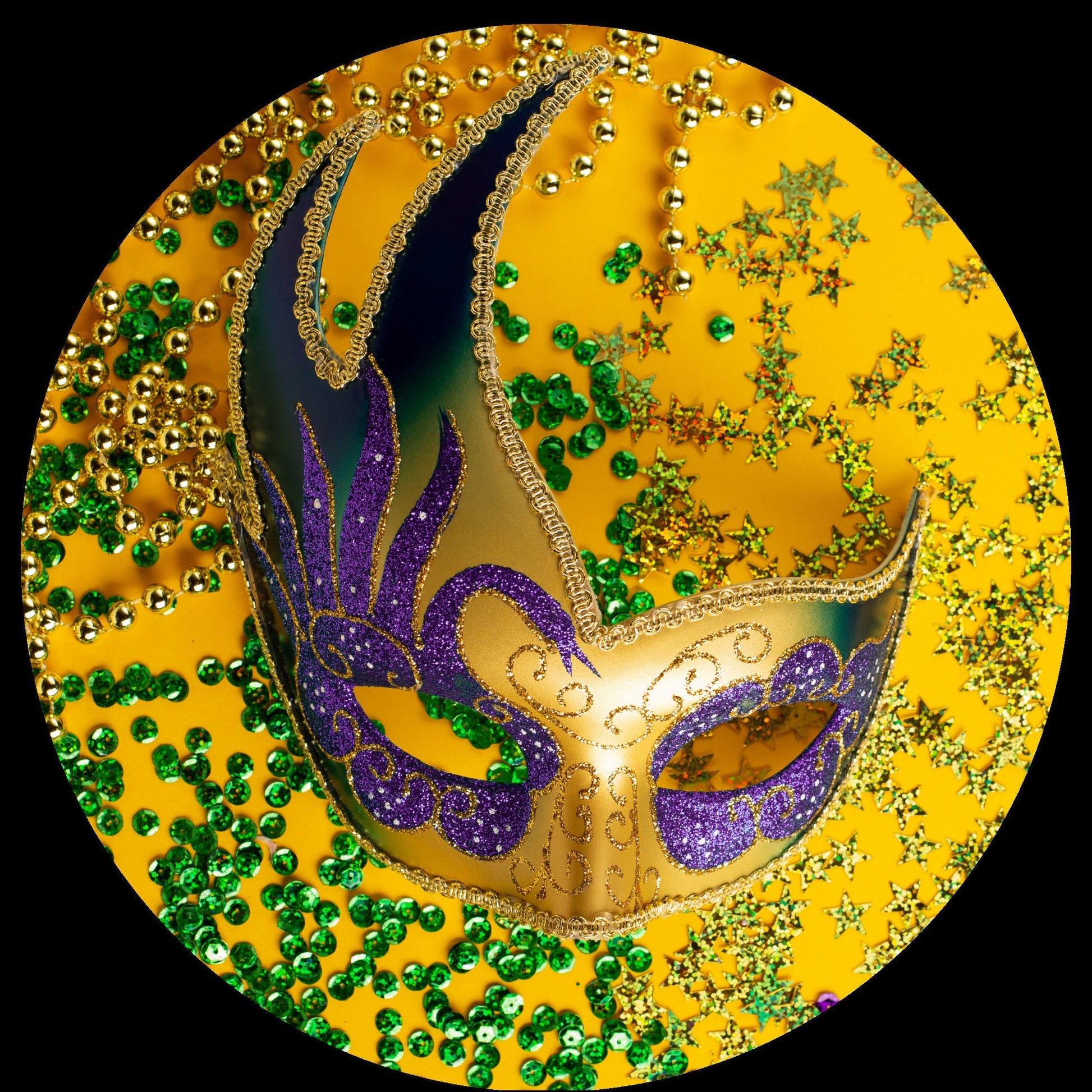 Mardi gras wreath sign, mardi gras mask, louisiana celebration, round signs for wreaths, new orleans fat tuesday celebration