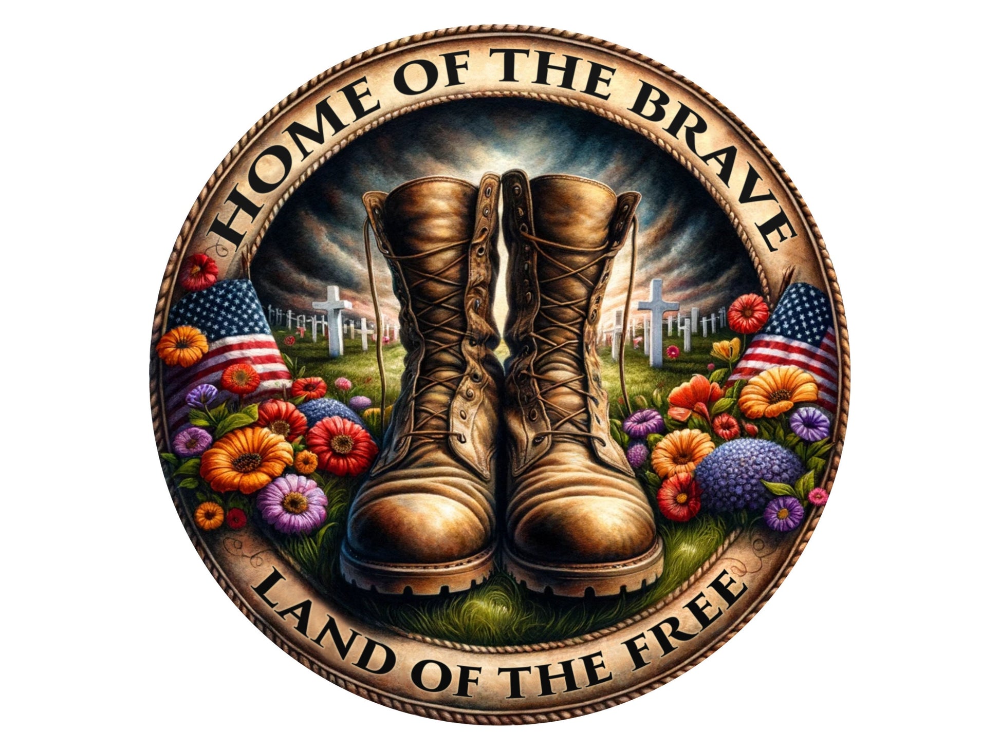 Patriotic Soldiers Boots wreath sign, army wreath sign, Armed Forces boots wreath attachment, America sign, Patriotic sign